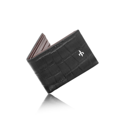 JW 10096 BR – Croc-Pattern Bi-Fold Wallet