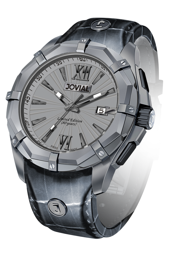 Chrono JOVIAL Watch 12016 GILQ 60 Gents Titanium (Grey) 46mm Rubber
